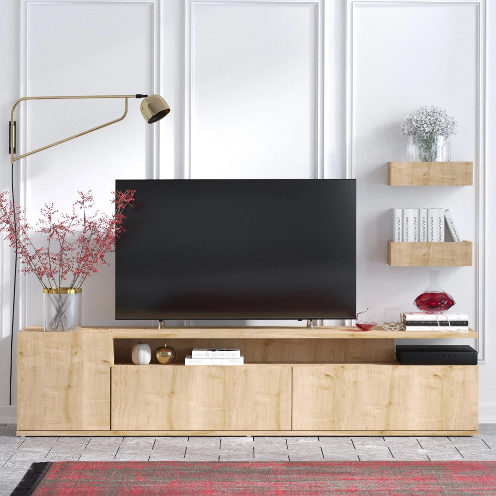 Porta TV in legno "Alika" - 180 x 35 x 45 cm - Rovere