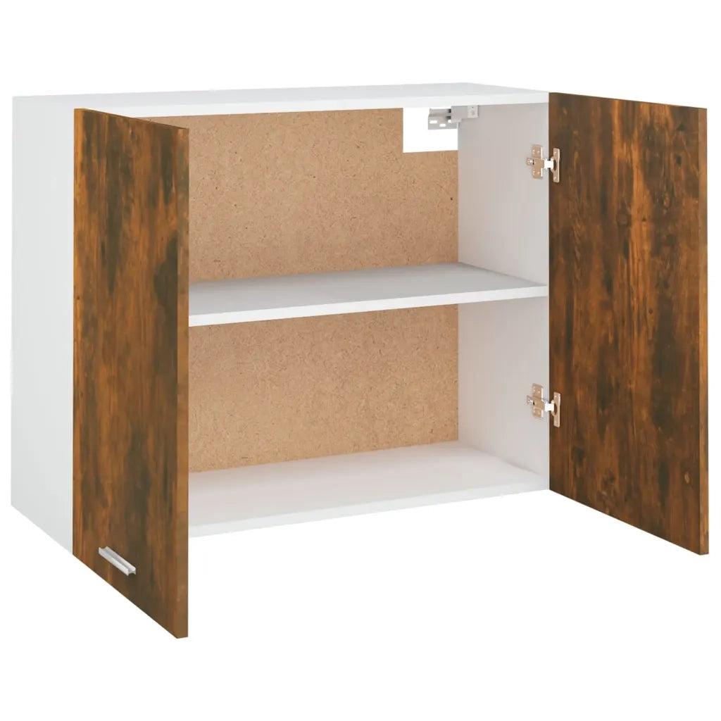 Mobile da cucina a parete dal design moderno con vano contenitore 80 x 31 x 60 cm realizzato in legno composito di rovere affumicato 02_0048203