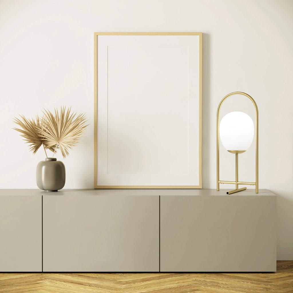 DROP LAMPADA DA TAVOLO 1 LUCE MONTATURA  ORO SPAZZOLATO ATTACCO E27 CON DIMMER SUL CAVO
