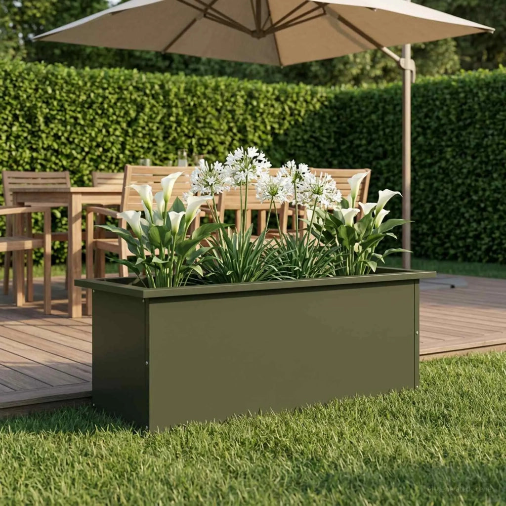 Fioriera da giardino con LED Verde Oliva 30 x 80 x 30 cm 8008104