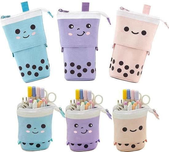 Etui per bambini con apertura telescopica 2-in-1, astuccio per matite in piedi, contenitore per lettere e organizzatore per cosmetici per studenti, ragazze e adulti, ufficio