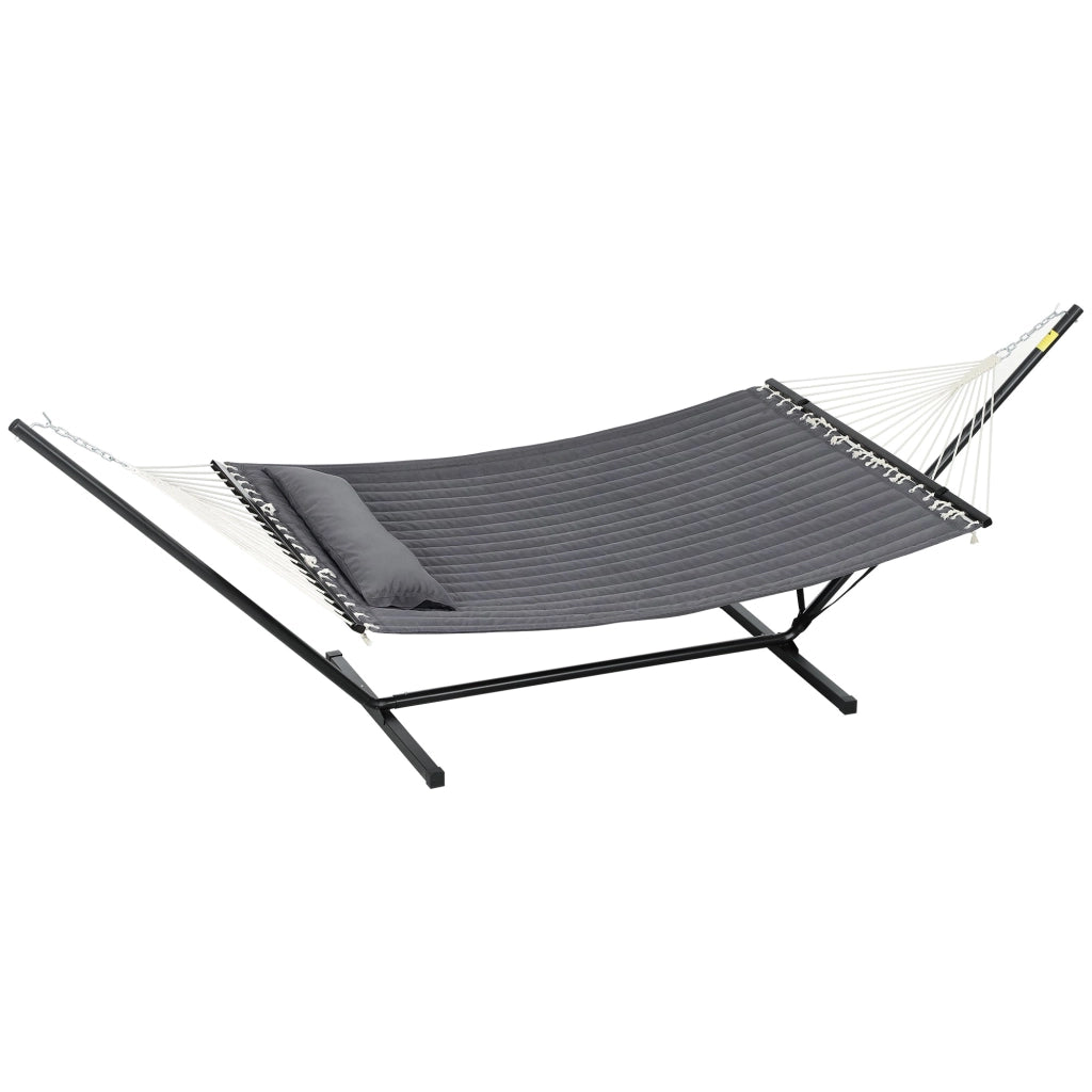 Amaca da Giardino Portatile 368x93x110 cm con Cuscino Integrato Grigio Scuro