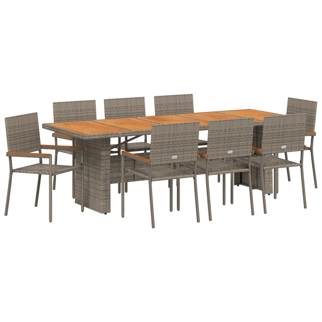 Set da Pranzo da Giardino di 9 Pezzi  Grigio in Polyrattan