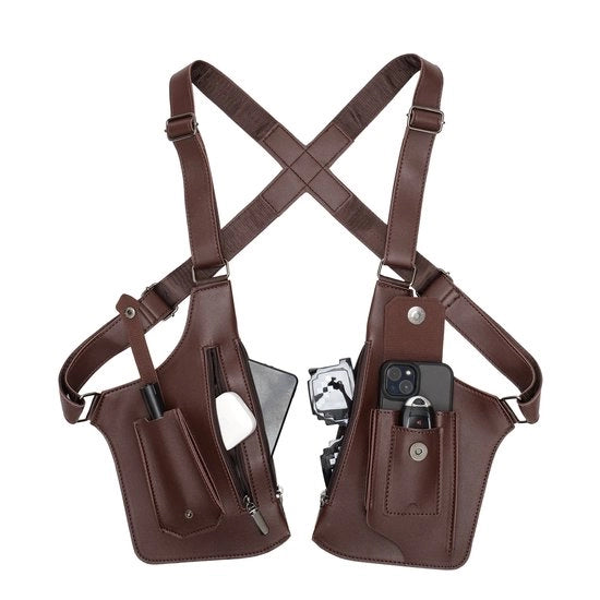 Borsa da uomo retro - Tasca anti furto - Portafoglio anti furto, tasca da uomo in pelle vera, borsa per cellulare da uomo - Borsa da viaggio per uomo - Marrone scuro