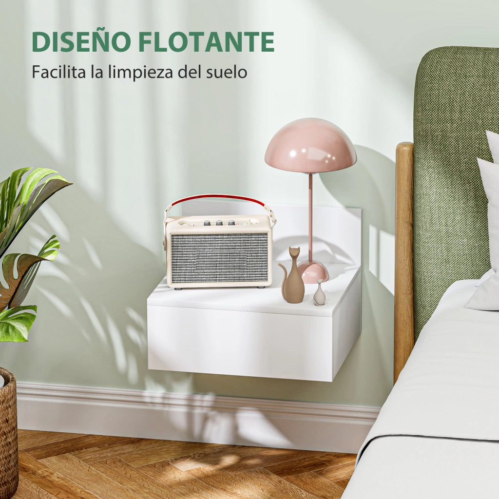 Comodino a Parete con Cassetto ¨C zephmum ¨C Bianco 43x36,5x30,5 cm