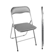SEDIA PIEGHEVOLE IMBOTTITA GRIGIA, 44X45X78H CM, SEDUTA COMODA, PORTATILE, STRUTTURA IN METALLO, SLIM, SALVASPAZIO, RESISTENTE