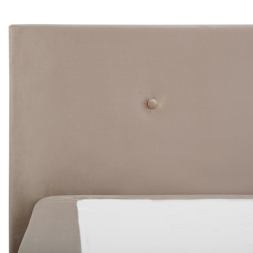 Letto Beige Velluto 160 x 200 cm Imbottito Struttura con Poggiatesta e Materasso