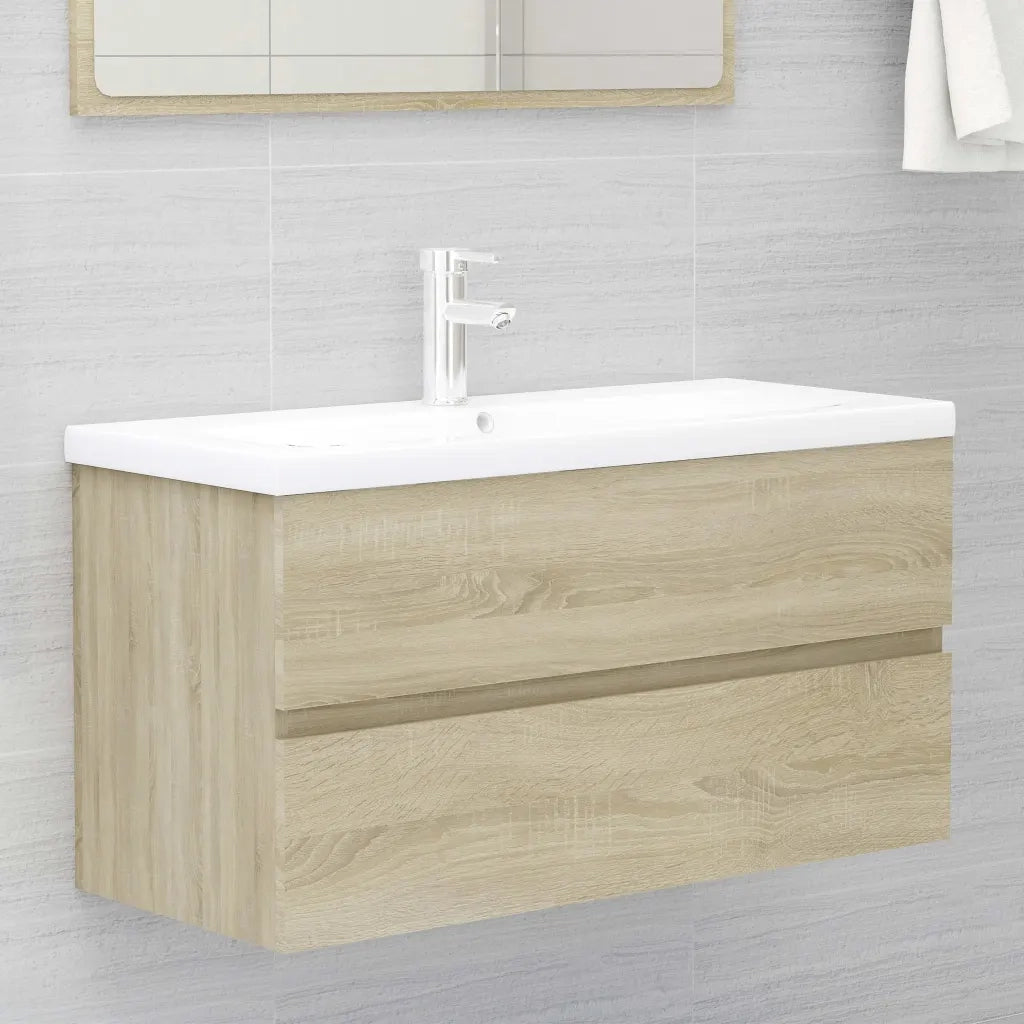 Mobile Lavabo Rovere Sonoma 90x38,5x45 cm in Legno Multistrato 804758