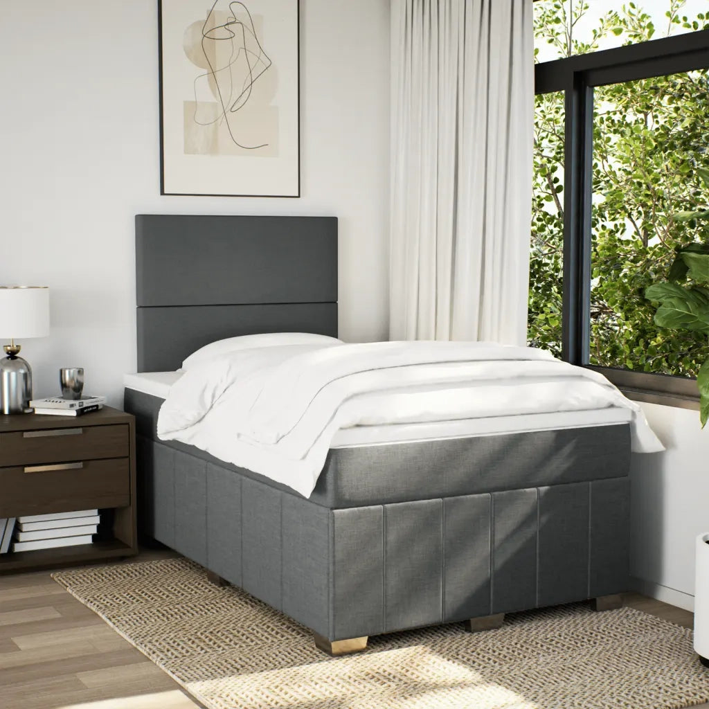 Giroletto a Molle con Materasso Grigio Scuro 120x190cm Tessuto