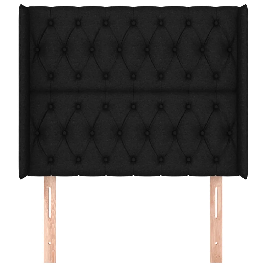 Testiera ad Orecchio-Testata con Orecchie Nera 93x16x118/128 cm in Tessuto 806338