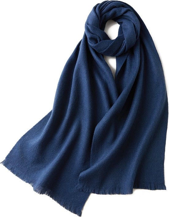 Sfoderato caldo e soffice sciarpa calda e leggera sciarpa multifunzionale a trama liscia in lana unisesso (32x190cm) - blu scuro