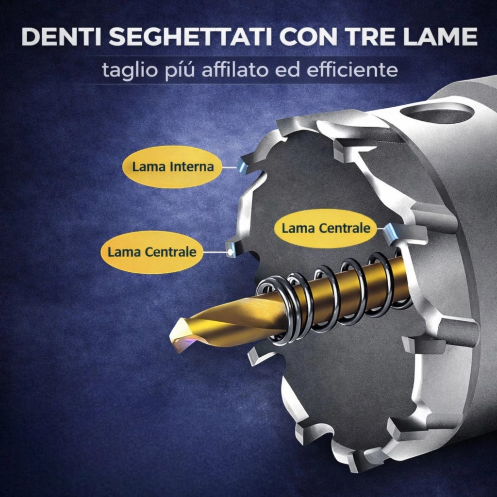 Kit set seghe a tazza 10 pezzi 16-53mm frese per metallo acciaio legno con punte