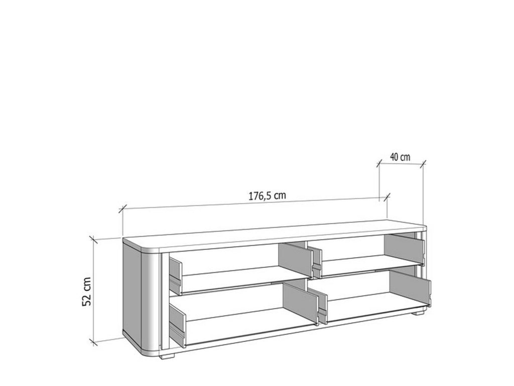 Terenzo, Mobile Porta tv 4 Cassetti, 176.5x40x52h cm Bianco Opaco