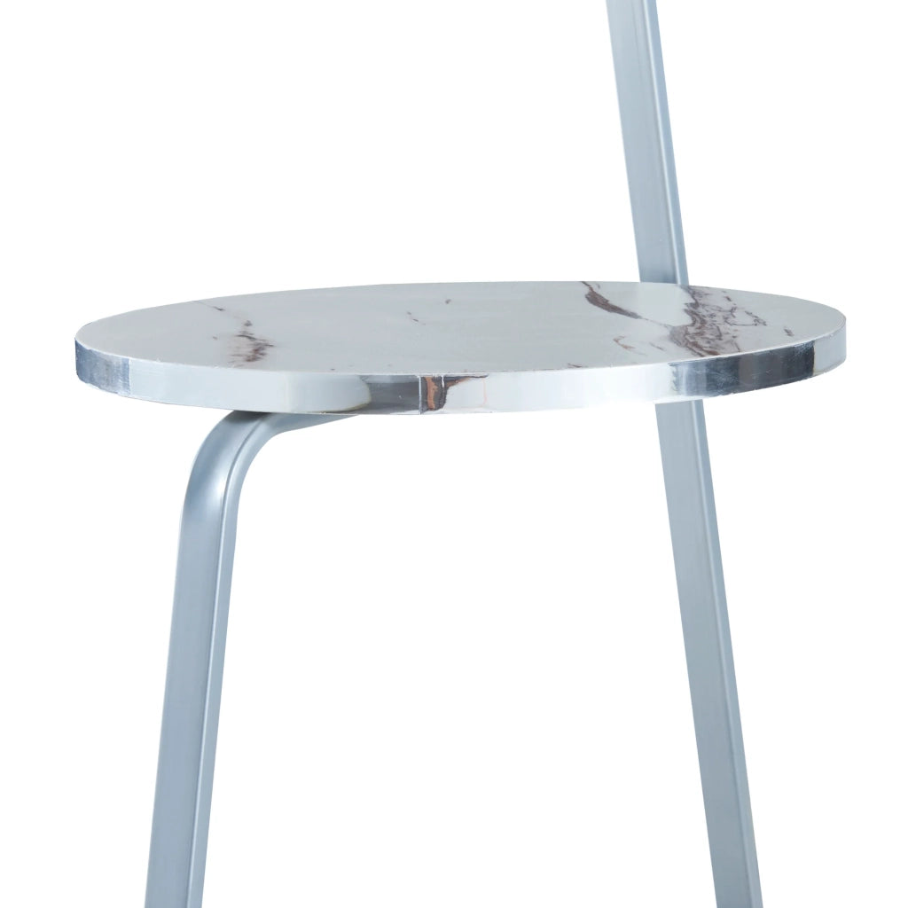 Tavolino laterale a 3 ripiani 74 x 46 x 37 cm marmo bianco/argento 03_0008647