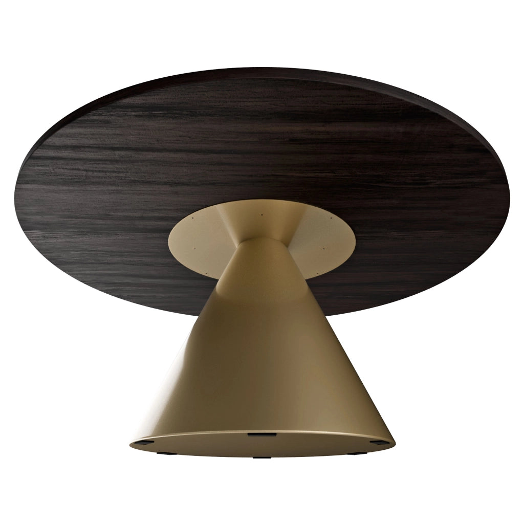 Artù Brass - Tavolo da pranzo rotondo ⌀ 120 cm in legno laminato con base a cono in metallo, top nero