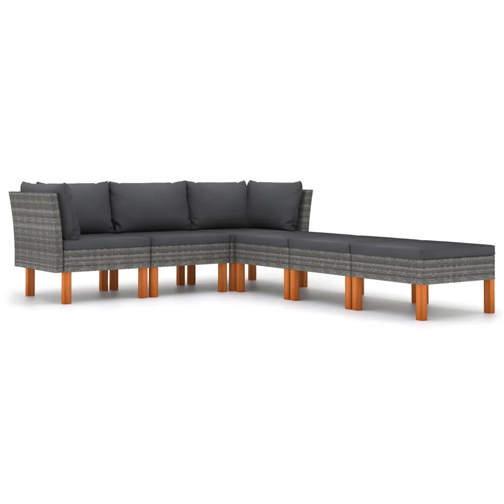 Set di mobili da giardino mobili da esterno 6 pezzi con cuscini resina intrecciata grigia 02_0016858