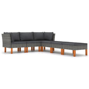 Set di mobili da giardino mobili da esterno 6 pezzi con cuscini resina intrecciata grigia 02_0016858