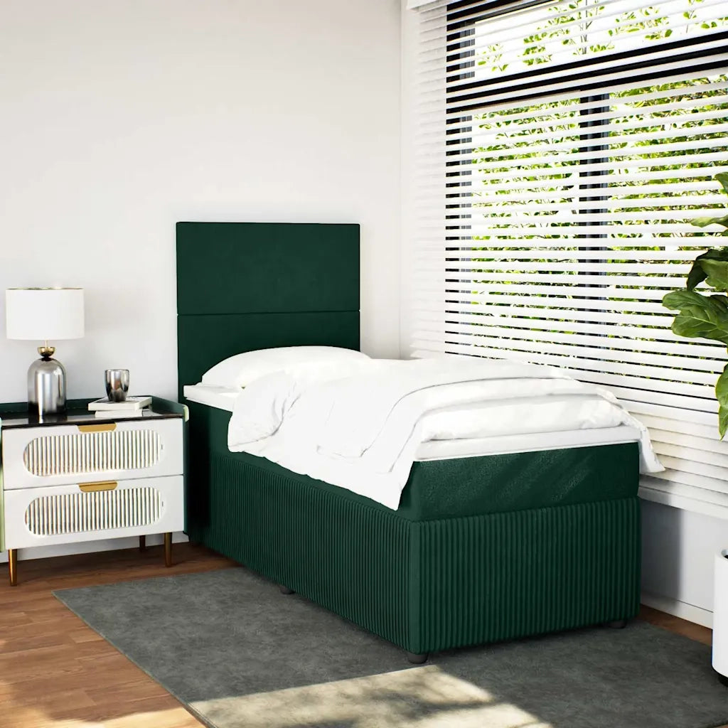 Giroletto a Molle con Materasso Verde Scuro 100x200 cm Velluto