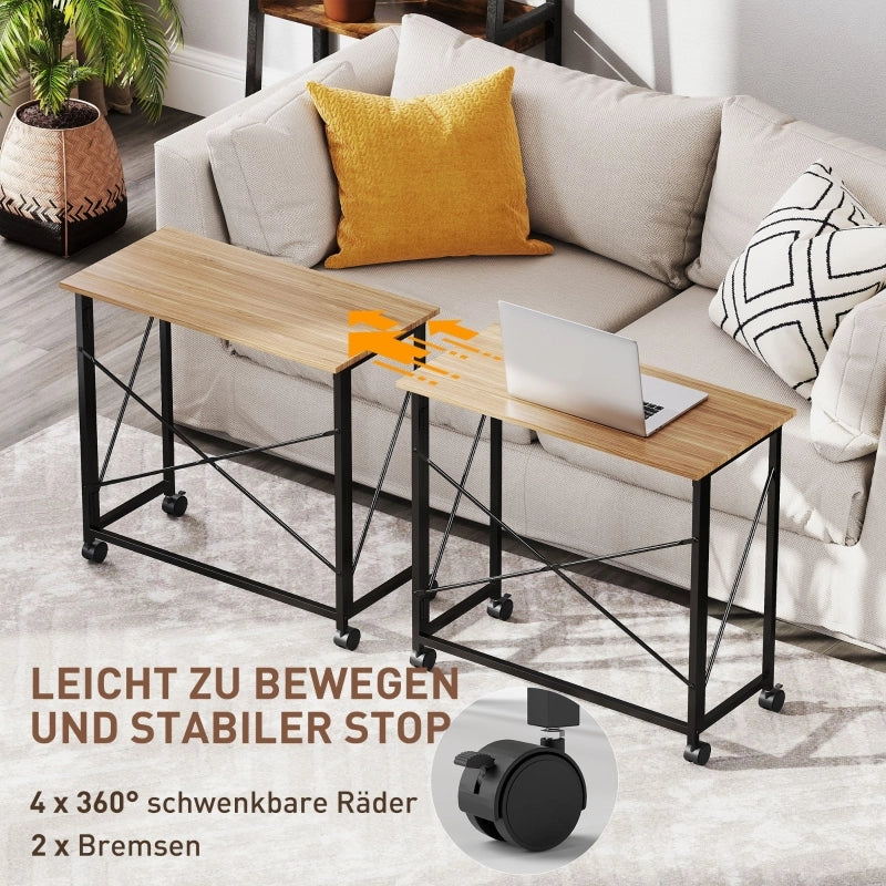 Scrivania pieghevole multifunzione con ruote e struttura in acciaio per ufficio; 80×40×75 cm