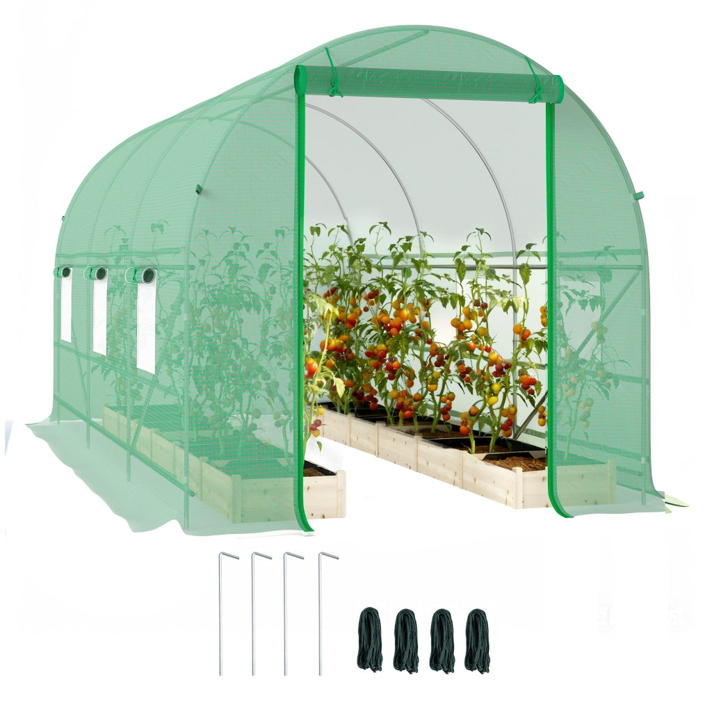 Serra Tunnel per Giardino con Finestre a Rete e Porta a Zip ¨C Zephmum ¨C Verde 4x2x2 m