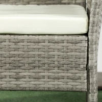 Divanetto per Esterni 2 Posti con Tavolino da Caffè, in Acciaio e Rattan PE, 137x59x82 cm, Grigio e Crema