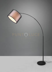BURTON PIANTANA AD ARCO METALLO NERO PARALUME BIANCO E DIFFUSORE ESTERNO TRAFORATO NERO H. 171CM 1 LUCE ATTACCO E27