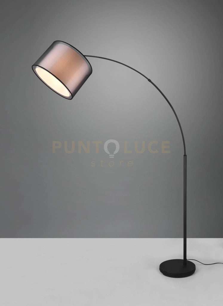BURTON PIANTANA AD ARCO METALLO NERO PARALUME BIANCO E DIFFUSORE ESTERNO TRAFORATO NERO H. 171CM 1 LUCE ATTACCO E27