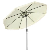 Ombrellone Inclinabile Rotondo Ø 268 cm in Tessuto Poliestere ad Alta Densità 180 g/m², Protezione Solare, Crema