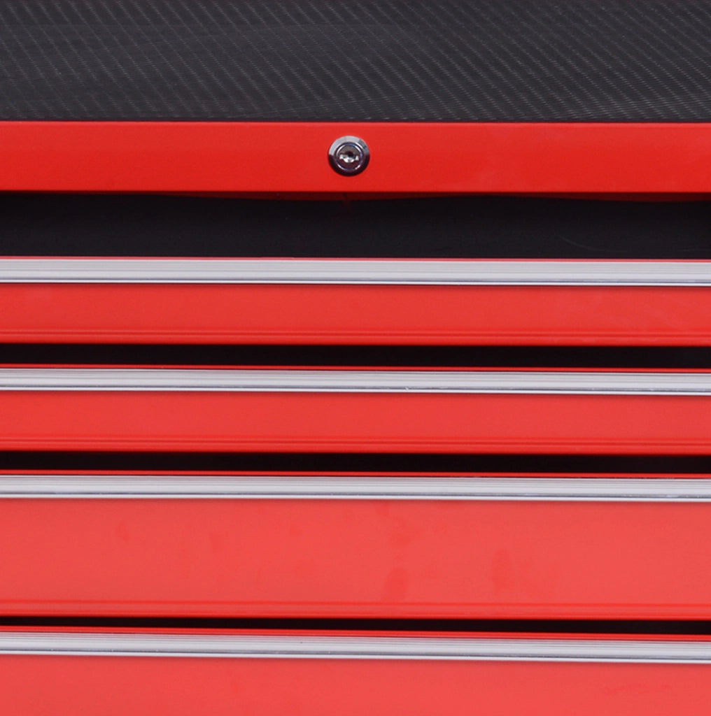 Carrello portautensili rosso in acciaio con 7 cassetti
