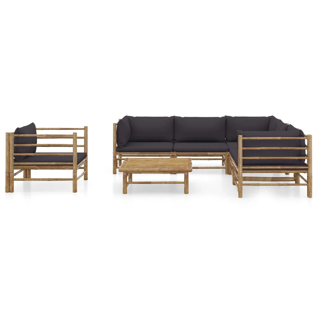 Set Divani da Giardino 7 pz con Cuscini Grigio Scuro in BambÃ¹ cod mxl 53045