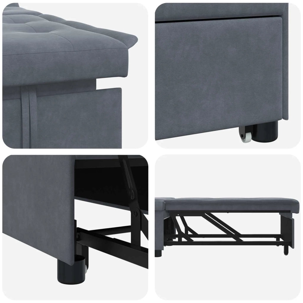 Divano letto | Sof¨¤ letto | Letto singolo Grigio scuro 194 x 67 x 82 cm Velluto