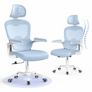 Sedia da ufficio ergonomica - Poltrona HAMLODY - con braccioli pieghevoli a 90° - Supporto lombare - Regolabile in altezza Blu