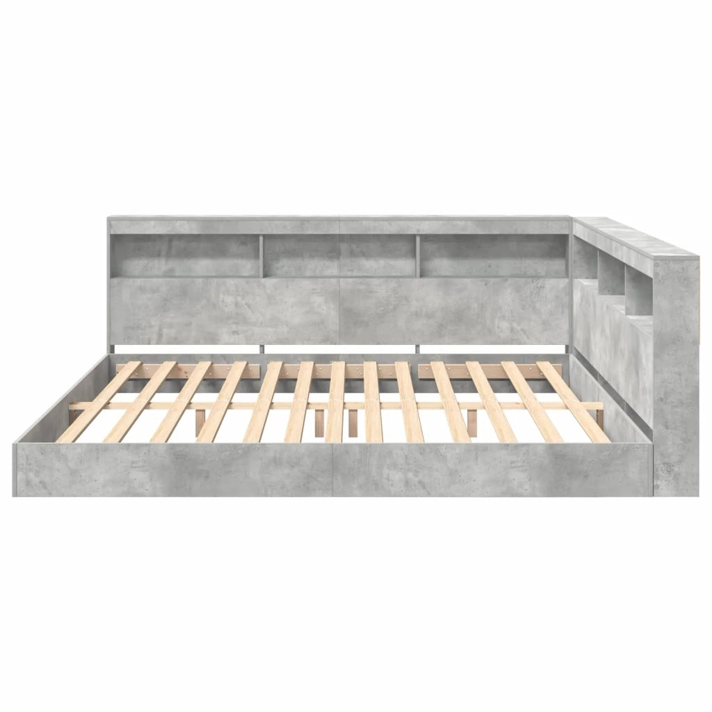 Letto Libreria Grigio cemento 180 x 200 cm Legno multistrato 3335746