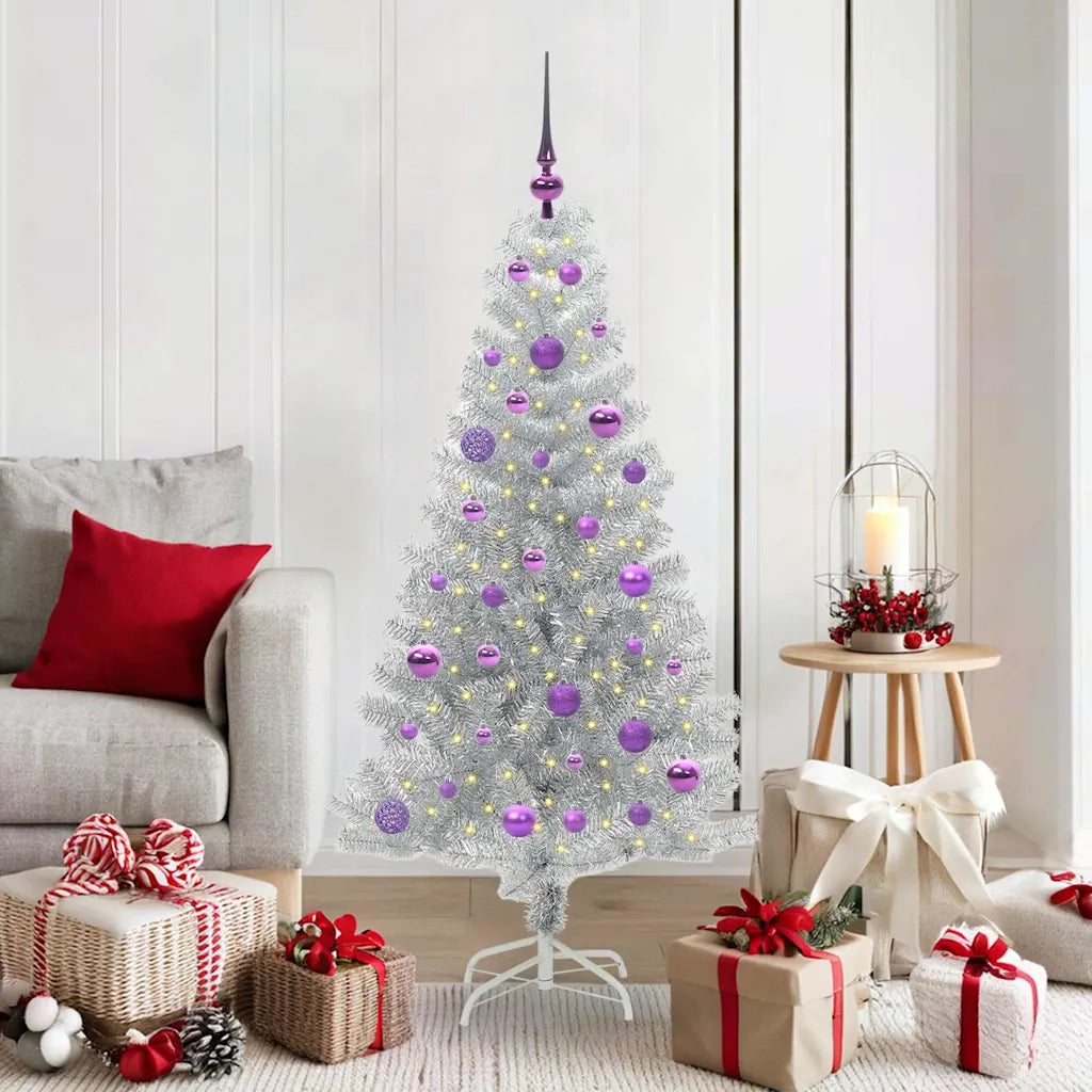Albero di Natale con 150 LED con supporto Argento 150 cm PET 3396667