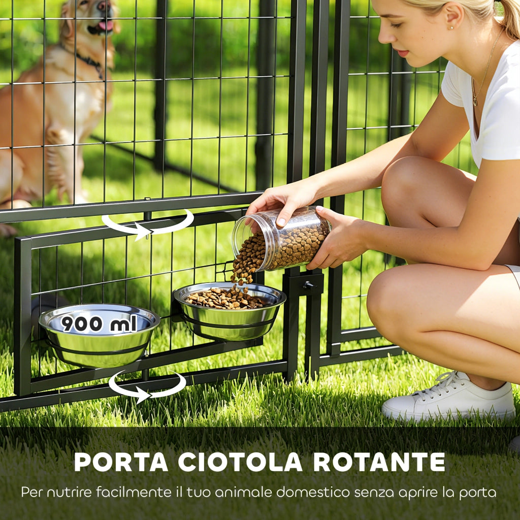Recinto per Cani da Esterno in Acciaio con Tetto ¨C Zephmum ¨C Verde, Acciaio