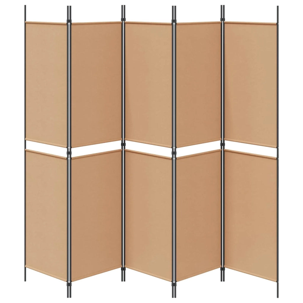 Pannello Divisorio Ambienti | Divider per stanze | Paravento a 5 parti Beige 250 x 200 cm Tessuto