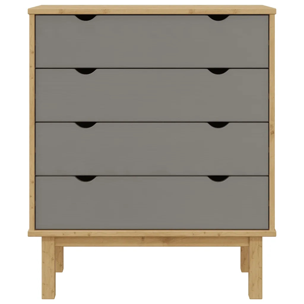 Cassettiera OTTA Marrone e Grigio 76,5x39,5x90 cm Legno di Pino 348583