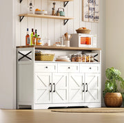 Credenza rustica con 3 cassetti e vani contenitori, 140 cm