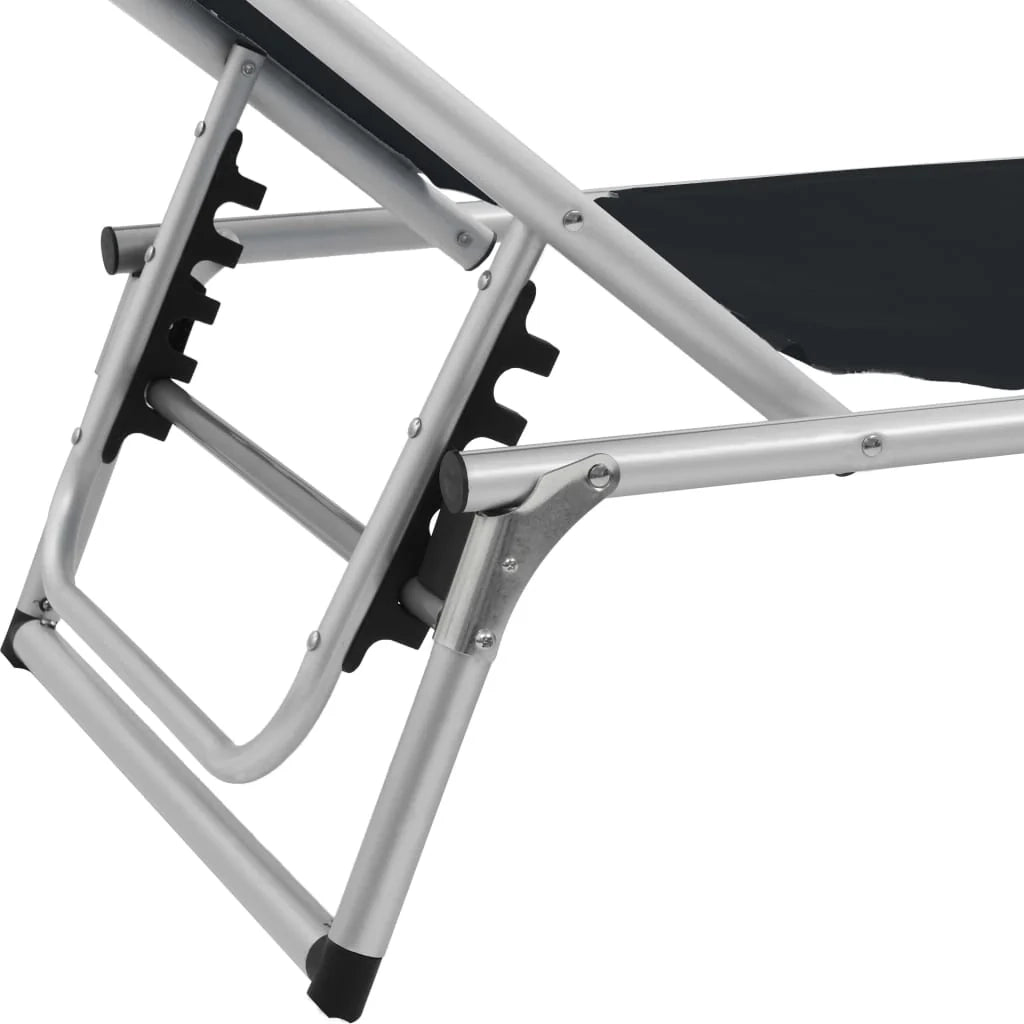 Lettino prendisole sedia a sdraio lettino prendisole letto da giardino mobili da giardino mobili da esterno pieghevoli con tettoia in alluminio nero e textilene 02_0012819