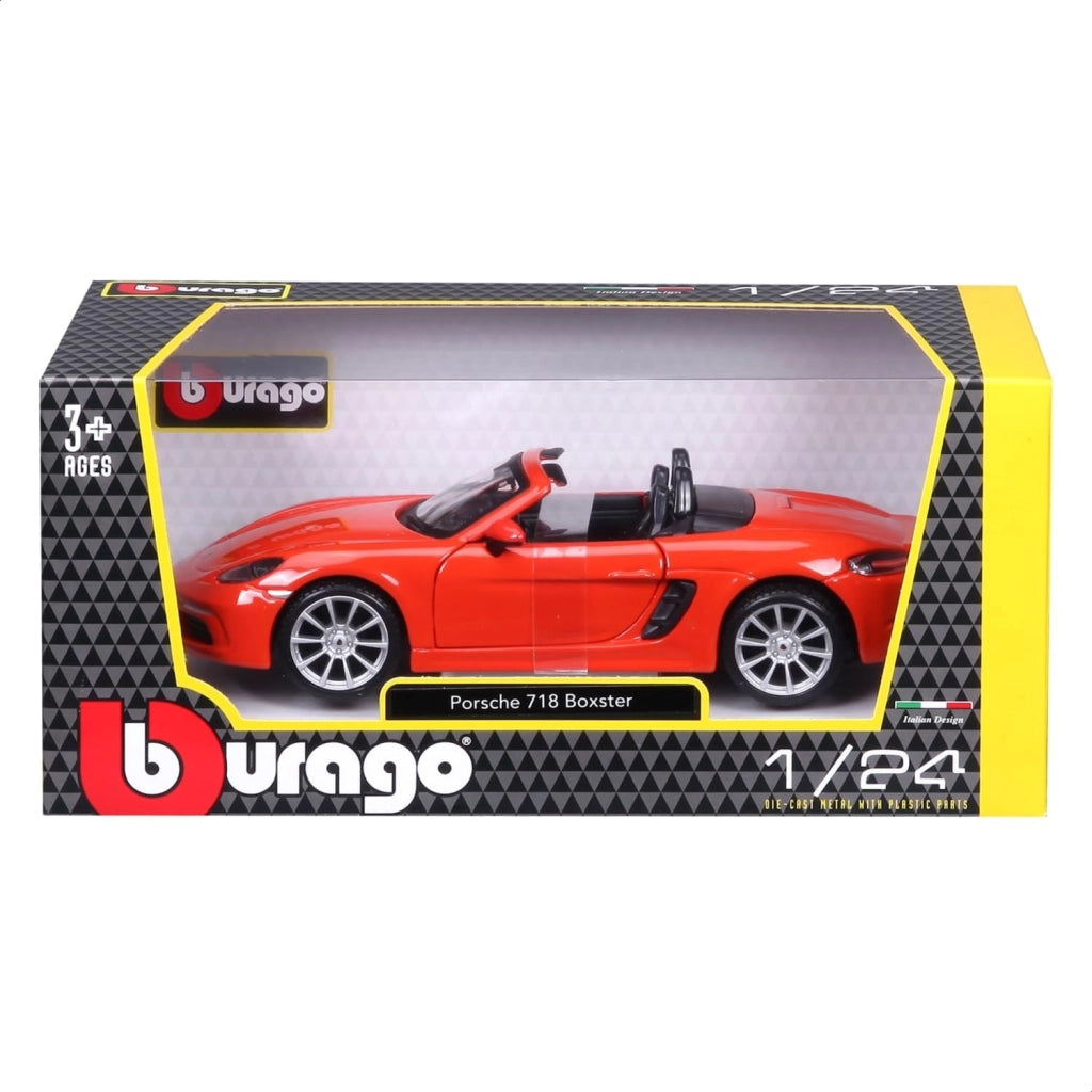 BBURAGO Porsche718 Boxster Scala 1:24, Replica Diecast con Portiere Apribili, Licenza Ufficiale Porsche ,Eta 3+