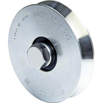 RUOTA CANCELLO A FISSARE GOLA V 300 COMUNELLO - ZINCATA + CUSCINETTO MM 120- 2 pezzi