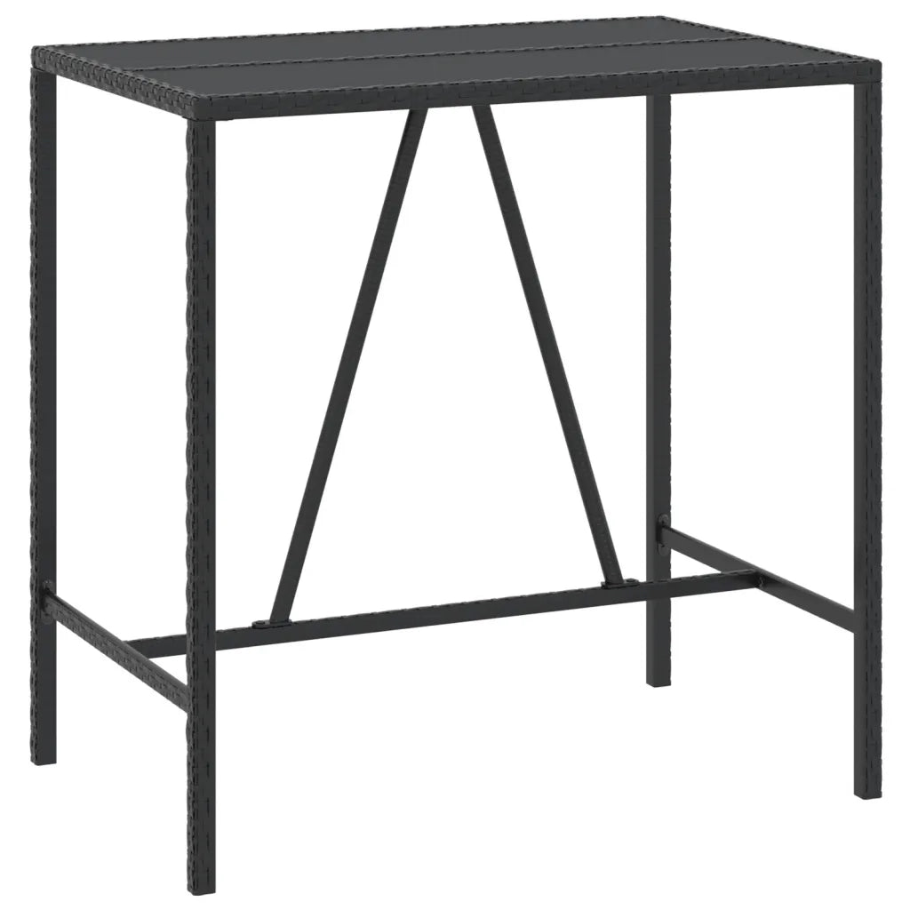 Set Bar Giardino 7 pz Nero Polyrattan e Legno Massello Acacia 3187678