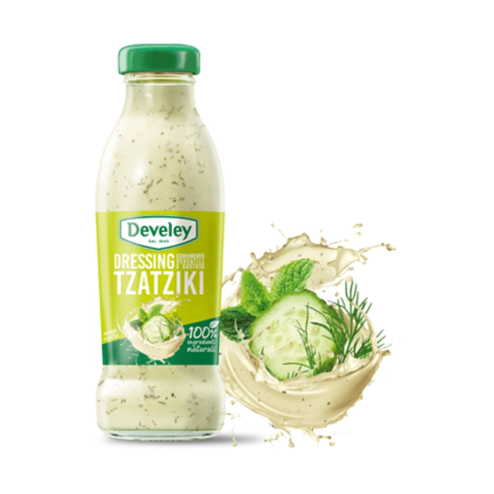 Devely dressing tzatziki 6 bottigliette di vetro da 230 ml