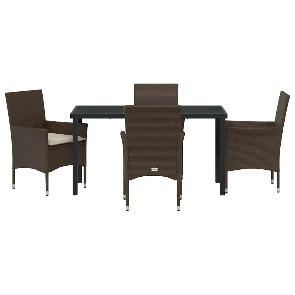 Set da Pranzo per Giardino con cuscino 5 pcs Marrone polyrattan 3379781