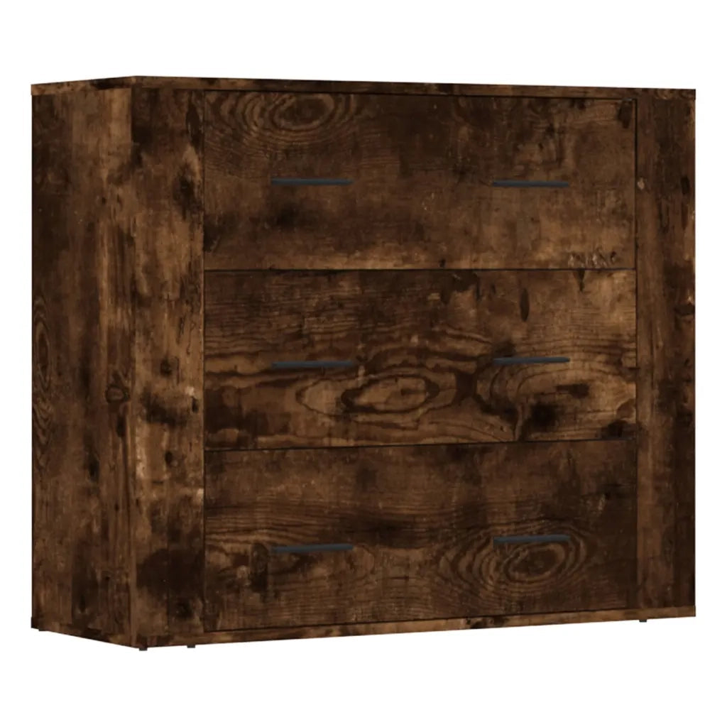 Credenze 3 pz | Madia | Buffet da pranzo | Armadio da pranzo Rovere Fumo in Legno Multistrato