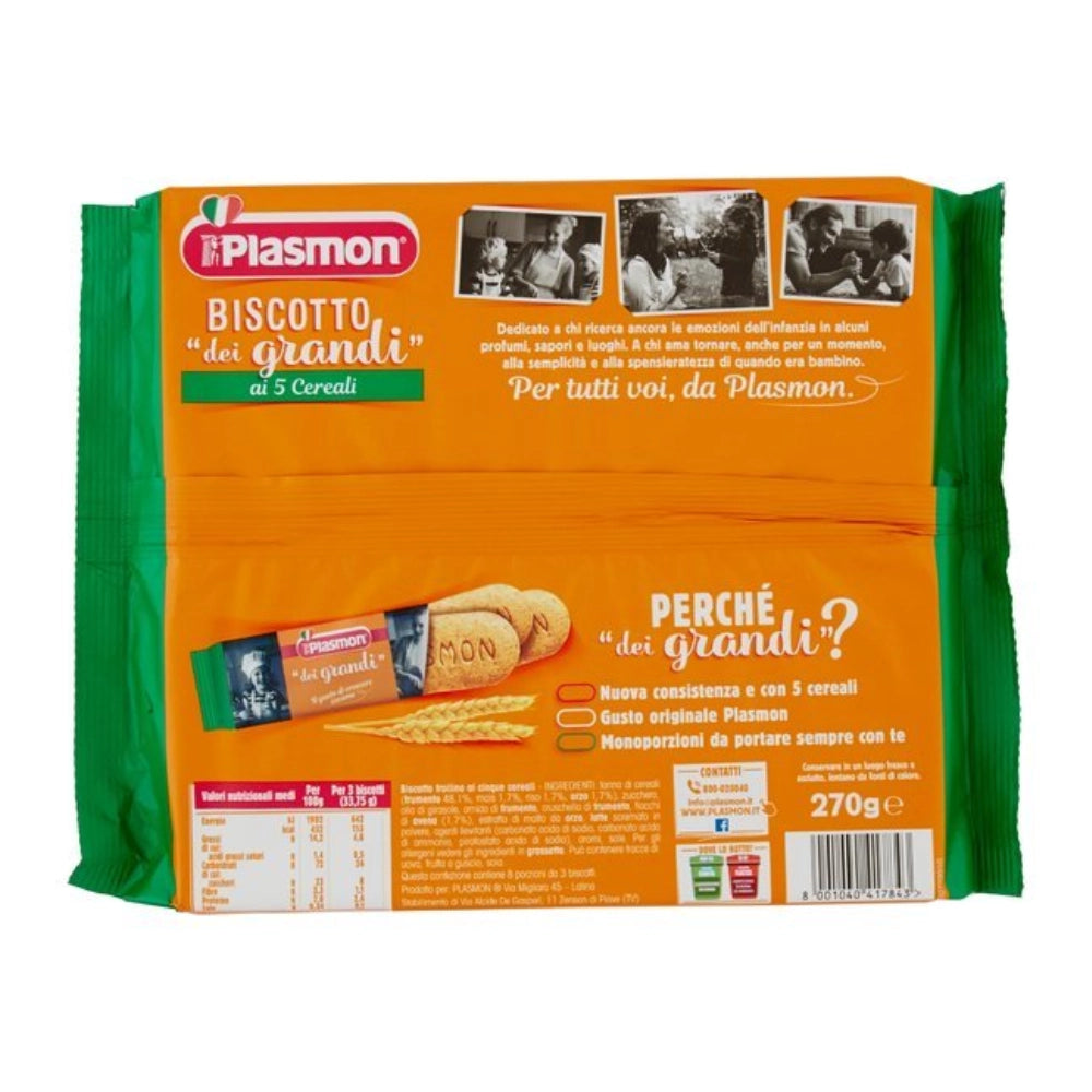 Plasmon biscotto dei grandi ai 5 cereali 3 confezioni da 270 grammi