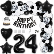 Kit di palloni - Decorazione per feste - Set completo - Nero - Palloni per compleanni - Inclusa la cerniera per torta