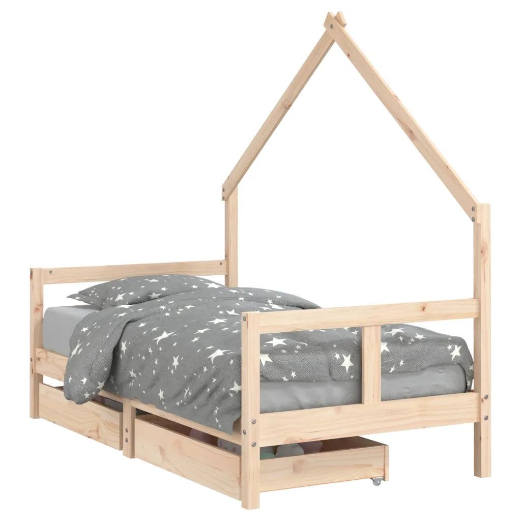 Giroletto per Bambini con Cassetti 80x160cm Legno Massello Pinocod mxl 128472