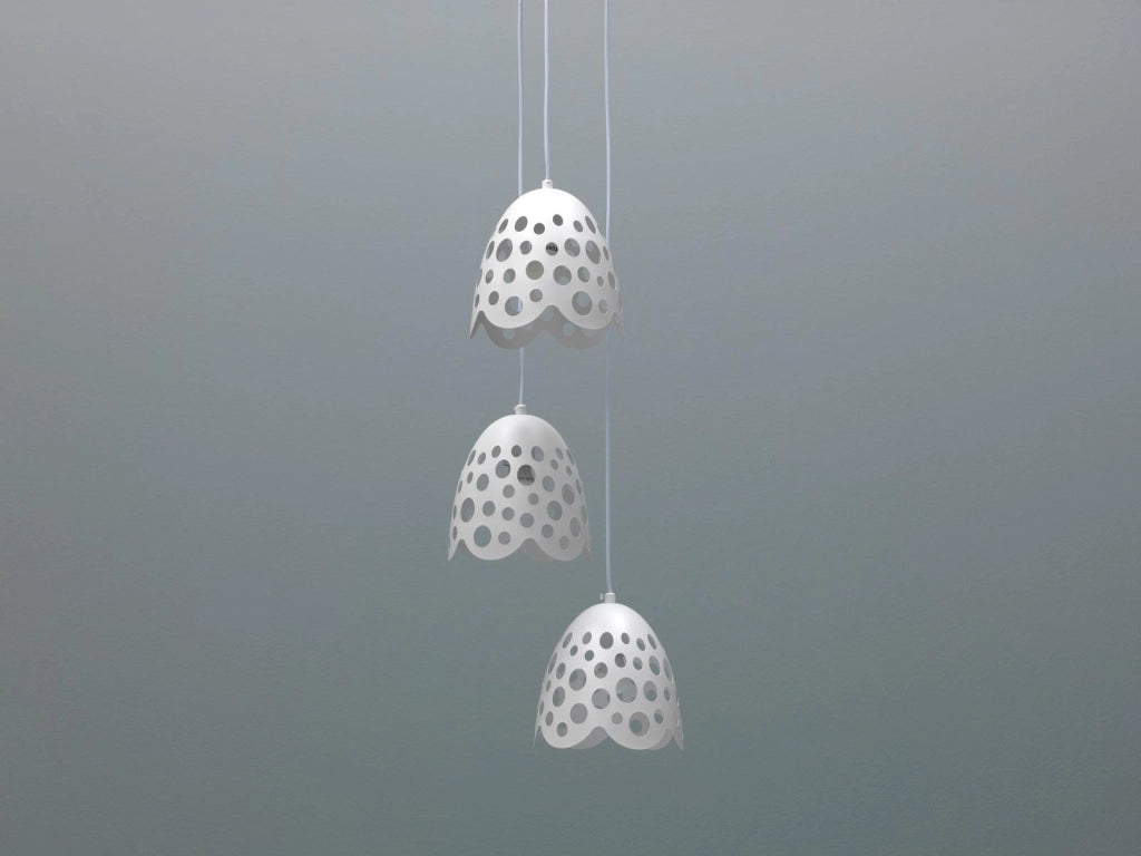 Lampada a Sospensione Bells Design Minimalista in Metallo Bianco - Attacco E27 Max 40W, Diametro 19,5 cm, Altezza Regolabile - Bells