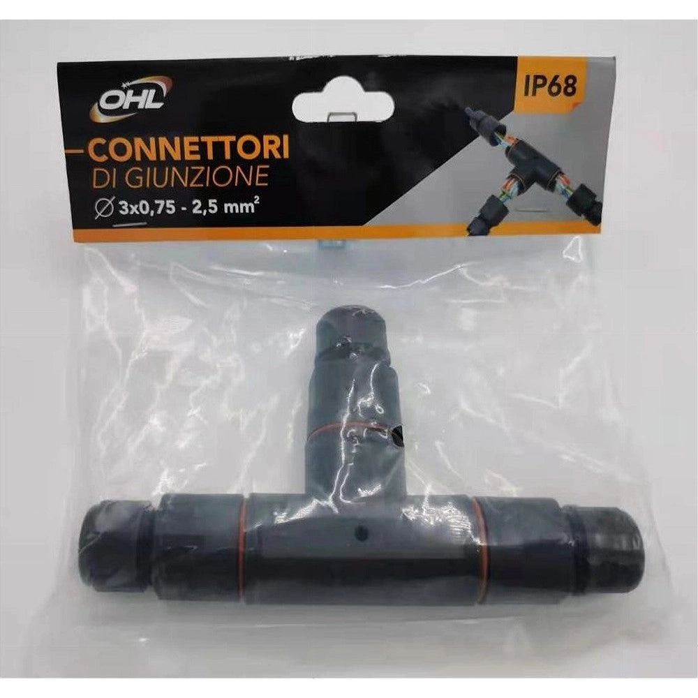 Trade Shop - Connettore Di Giunzione Forma T Impermeabile Ip68 Collegamento 3 Posti Cavo Cn-t -